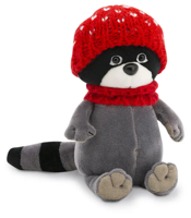 Orange Toys knuffel wasbeer met rode muts - thumbnail