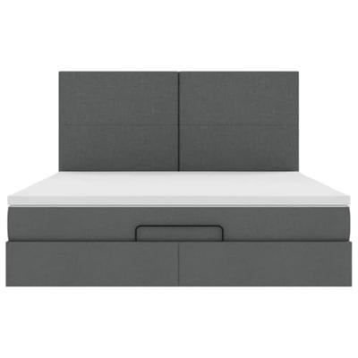 Ottoman bed met matras en LED's 180x200cm stof donkergrijs