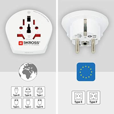 Reisadapter Wereld-naar-Europa Geaard - thumbnail
