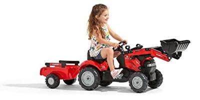 Falk Tractor Case MXU 115 Traptractor + Voorlader + Aanhanger