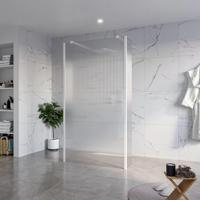 Fortifura Galeria Vrijstaande Inloopdouche - 110x200cm - Helder geribbeld - antikalk - 8mm veiligheidsglas - 2 zijwanden 40cm - wandsteunen en hoekprofielen - Wit mat SW927768 2x/SW915253/SW797948 2x/SW541264 2x - thumbnail