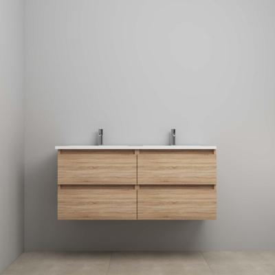 On-Line Onderkast - 120 cm - Voorgemonteerd - Acryl Wastafel - 2 Kraangaten - Eiken