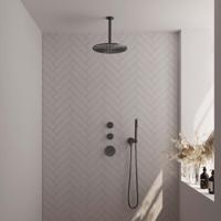 Brauer Gunmetal Edition Thermostatische Regendoucheset Inbouw - Hoofddouche 30 cm - Handdouche Staaf - Doucheslang - Wandaansluitbocht - Gunmetal - thumbnail