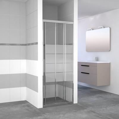 Nisdeur VM Go Avis 80x185cm Schuifdeur 4mm Veiligheidsglas Met Stroken Chroom Nisdeur VM Go Avis 80x185cm Schuifdeur 4mm Veiligheidsglas Met Stroken Chroom