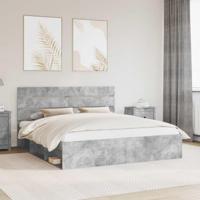 Bedframe met hoofdeinde Beton 180 x 200 cm Massief grenenhout - thumbnail