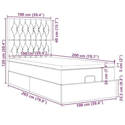 Ottoman bed met matrassen en LED's 100x200cm fluweel