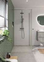 Saqu Modulo inloopdouche incl. antikalk 100x210cm geribbeld glas geborsteld grijs - thumbnail