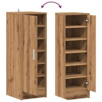 Schoenenkast 32x35x92 cm bewerkt hout artisanaal eikenkleur - thumbnail