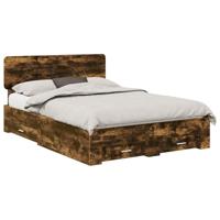Bedframe met hoofdeinde Gerookt eiken 140 x 190 cm Bewerkt hout - thumbnail