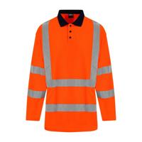 Reflecterende polo lange mouwen oranje - M - thumbnail