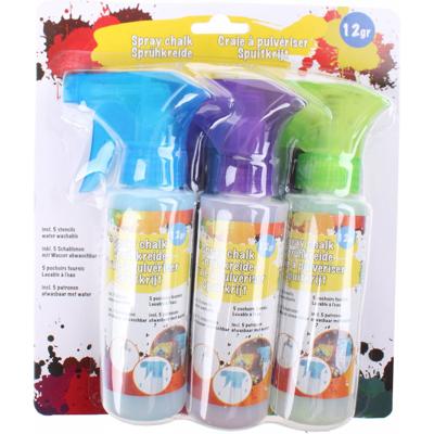 Eddy Toys spuitkrijt assortiment 3 x 12 gram blauw/paars/groen