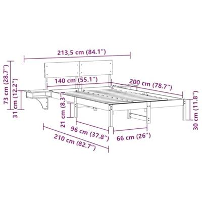 Bedframe met nachttafels met hoofdeinde Wasbruin 140 x 200 cm Bedframe met nachttafels met hoofdeinde Wasbruin 140 x 200 cm