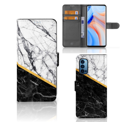 OPPO Reno 4 Pro 5G | Bookcase | Marmer Wit Zwart - Origineel Cadeau Man