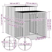 Kippenhok met ren 165x251x181 cm gegalvaniseerd staal grijs - thumbnail