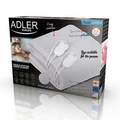 Adler AD 7426 elektrische deken/kussen Elektrische beddenpan 60 W Grijs Fleece,Polyester