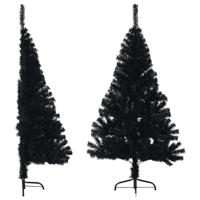 VidaXL Kunstkerstboom met standaard half 120 cm pvc zwart - thumbnail