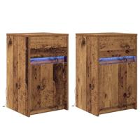 LED Bedside Kast 2 pcs Oud hout 38 x 34 x 61 cm Spaanplaat - thumbnail