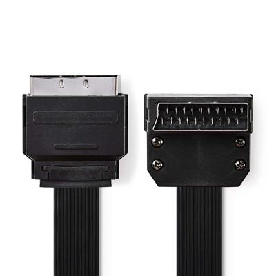 Nedis CVGP31045BK20 Scart Platte Kabel Scart Male - Scart Male 90° Gehoekt 2,0 M Zwart