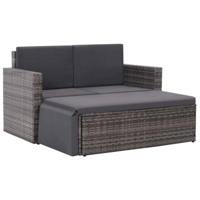 2-delige Loungeset met kussens poly rattan grijs 2-delige Loungeset met kussens poly rattan grijs