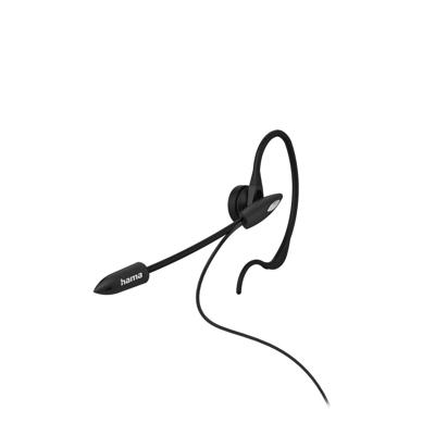 Hama In-ear headset met microfoon voor draadloze telefoons (2,5 mm jack, headset bedraad, in-ear hoofdtelefoon met microfoon, mono, eenzijdig draagbaar, met oorhaak, mute-functie, clip) zwart