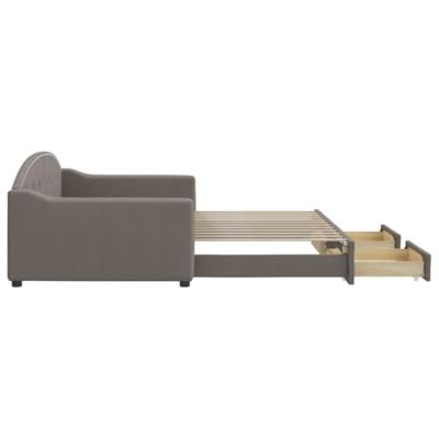 Slaapbank met onderschuifbed en lades 100x200 cm stof taupe