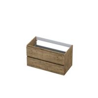 INK - Onderkast 2 Laden Greeploos met Houten Keerlijst - 900x450x520 Mm - Naturel Eiken - thumbnail