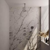 Regendoucheset Inbouw Brauer Brushed Carving Thermostatisch 20 cm met Plafondarm en Handdouche 3-Standen Losse Stopkranen Geborsteld RVS Brauer - thumbnail