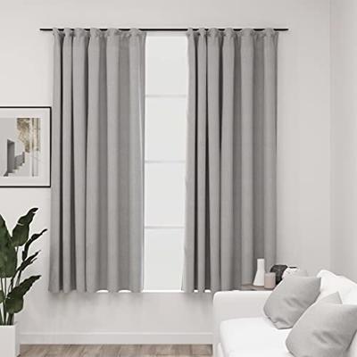 VidaXL Gordijnen linnen-look verduisterend haken 2 st 140x175 cm grijs VidaXL Gordijnen linnen-look verduisterend haken 2 st 140x175 cm grijs