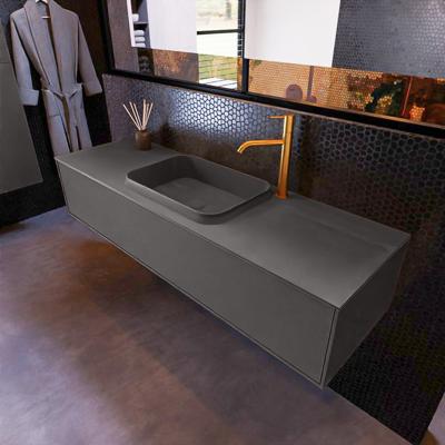 Badkamermeubelset Mondiaz Erin 150 cm met 1 Lade met RIDGE Wastafel Midden Dark grey met 1 kraangat Greeploos Mat Dark Grey Badkamermeubelset Mondiaz Erin 150 cm met 1 Lade met RIDGE Wastafel Midden Dark grey met 1 kraangat Greeploos Mat Dark Grey