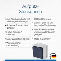 AS Schwabe 62450 Schakelaar (opbouw) IP54 Grijs - thumbnail