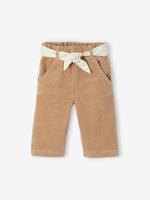 Wijde fluwelen broek met gebloede riem voor baby's beige - thumbnail