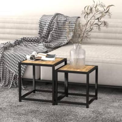 Salontafels 2 st MDF zwart en geel