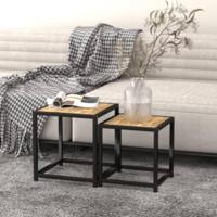 Salontafels 2 st MDF zwart en geel - thumbnail