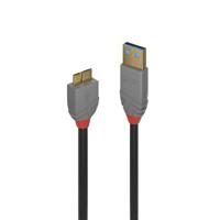 LINDY 36768 3 m USB 3.0 Type A naar Micro-B kabel, Anthra Line - thumbnail
