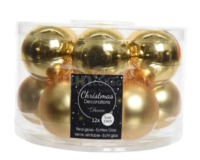 Kerstballen Glas Ø5cm Goud 12st