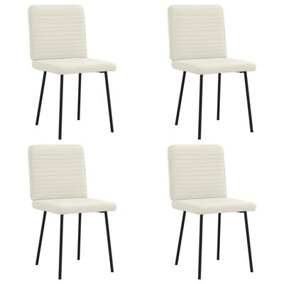 Eetkamerstoelen 4 st fluweel crèmekleurig