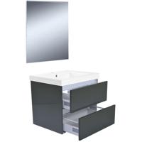 Wiesbaden Vision Badkamermeubelset met Spiegel - 60 cm - Hoogglans Grijs - thumbnail