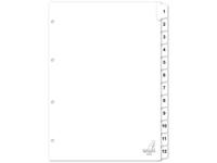 Tabbladen Kangaro 4-gaats PK412C 1-12 genummerd wit karton | 18 stuks - thumbnail