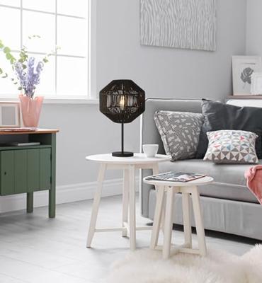 Searchlight Zwarte schemerlampWicker - EU11202-1BK