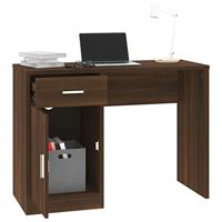 Bureau met kast en lade 100x40x73 cm bewerkt hout bruineiken - thumbnail