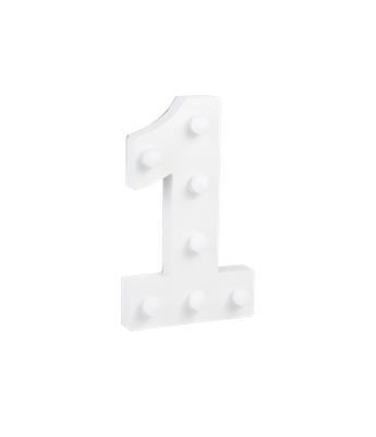 Cijfer 1 met licht hoogte 17 cm breedte 10 cm Cijfer 1 met licht hoogte 17 cm breedte 10 cm