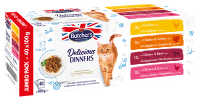 Butcher's Heerlijk kattenvoer kip kalkoen runderlever 40 x 100 g