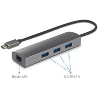 Renkforce Netwerkadapter/Hub 1 GBit/s USB-C 3.2 Gen 1, LAN (10/100/1000 MBit/s), USB-A 3.2 Gen 1 - thumbnail