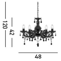 Searchlight Zwarte kroonluchterMarie Therese - 1455-5BK - thumbnail