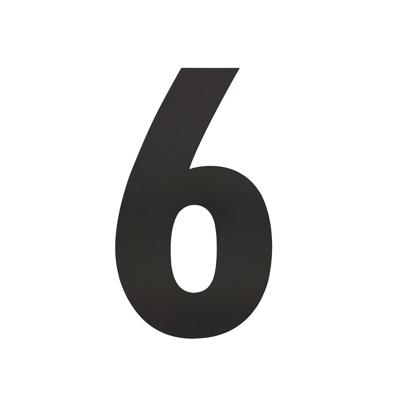 Intersteel Huisnummer 6 xl hoogte 30 cm rvs/mat zwart