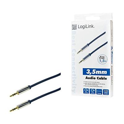 LogiLink CA10150 Jackplug Audio Aansluitkabel 1.50 m Donkerblauw (mat) Vergulde steekcontacten