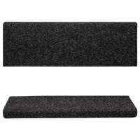 VidaXL Trapmatten zelfklevend 15 stuks 65x21x4 cm zwart rechthoekige rand - thumbnail