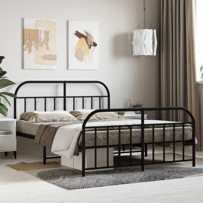 Bedframe met hoofd- en voeteneinde metaal zwart 140x190 cm Bedframe met hoofd- en voeteneinde metaal zwart 140x190 cm