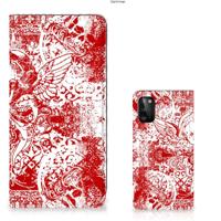 Mobiel BookCase Samsung Galaxy A41 Angel Skull Rood - thumbnail