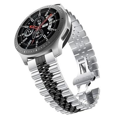 By Qubix - Compatible met Garmin Vivoactive 4 - Vivoactive 4L - Stalen band - Zilver/zwart - Compatible Garmin bandje - Bandbreedte: 20mm